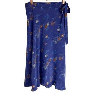 Katayone Adeli Silk Floral Wrap Midi Skirt